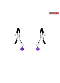 Оригинальные зажимы на соски с фиолетовыми шариками - Notabu - купить с доставкой в Архангельске