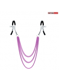 Оригинальные зажимы на соски с тройной розовой цепочкой - Notabu - купить с доставкой в Архангельске