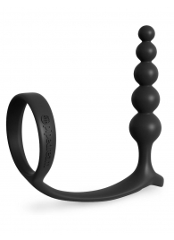 Черная анальная цепочка с эрекционным кольцом Ass-gasm Cockring Anal Beads - Pipedream - в Архангельске купить с доставкой