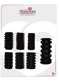 Набор из 7 черных насадок PENIS SLEEVES SET - Dream Toys - в Архангельске купить с доставкой