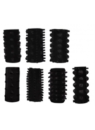 Набор из 7 черных насадок PENIS SLEEVES SET - Dream Toys - в Архангельске купить с доставкой