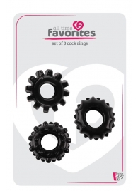 Набор из 3 черных эрекционных колец SET OF 3 COCKRINGS - Dream Toys - в Архангельске купить с доставкой