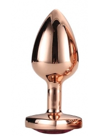 Золотистая анальная втулка с кристаллом-сердечком розового цвета - 7,1 см. - Dream Toys - купить с доставкой в Архангельске