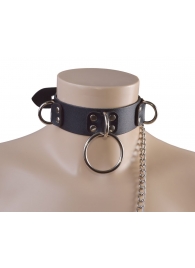 Черный кожаный ошейник Big Ring - Sitabella - купить с доставкой в Архангельске