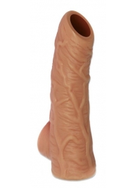 Телесная открытая насадка-реалистик с подхватом мошонки Nude Sleeve M - 12 см. - KOKOS - в Архангельске купить с доставкой