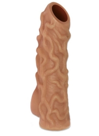 Телесная насадка с венками и открытой головкой Nude Sleeve M - 12 см. - KOKOS - в Архангельске купить с доставкой