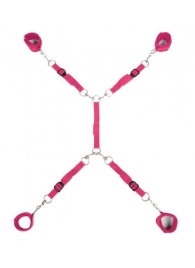 Ярко-розовый набор фиксаций на кровати Classic Bed Spreader - Lux Fetish - купить с доставкой в Архангельске