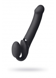 Черный безремневой вибрострапон Vibrating Bendable Strap-On L - Strap-on-me - купить с доставкой в Архангельске