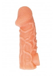 Телесная закрытая насадка с венками Cock Sleeve Size L - 17,6 см. - KOKOS - в Архангельске купить с доставкой