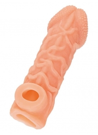 Телесная закрытая насадка с венками Cock Sleeve Size L - 17,6 см. - KOKOS - в Архангельске купить с доставкой