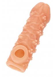 Телесная закрытая насадка с пучками шишечек Cock Sleeve Size M - 15,6 см. - KOKOS - в Архангельске купить с доставкой
