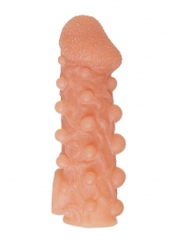 Телесная закрытая насадка с шариками Cock Sleeve Size M - 15,6 см. - KOKOS - в Архангельске купить с доставкой