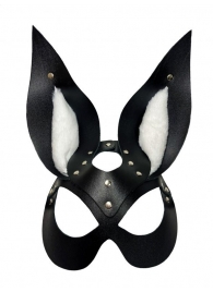 Черная маска зайки с белым мехом на ушках Miss Bunny - БДСМ Арсенал - купить с доставкой в Архангельске