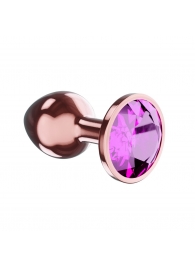 Пробка цвета розового золота с лиловым кристаллом Diamond Quartz Shine L - 8,3 см. - Lola Games - купить с доставкой в Архангельске