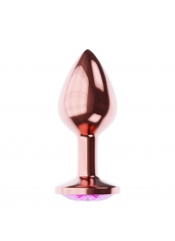 Пробка цвета розового золота с лиловым кристаллом Diamond Quartz Shine L - 8,3 см. - Lola Games - купить с доставкой в Архангельске