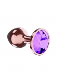 Пробка цвета розового золота с фиолетовым кристаллом Diamond Amethyst Shine L - 8,3 см. - Lola Games - купить с доставкой в Архангельске