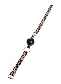 Черный кляп-шар на леопардовых ремешках Anonymo - ToyFa - купить с доставкой в Архангельске