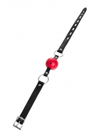 Красный кляп-шар на черных ремешках - ToyFa - купить с доставкой в Архангельске