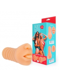Телесный мастурбатор-ротик с высунутым язычком - Bior toys - в Архангельске купить с доставкой