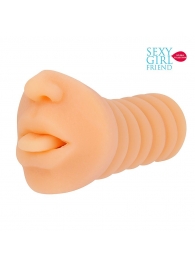Телесный мастурбатор-ротик с высунутым язычком - Bior toys - в Архангельске купить с доставкой