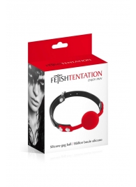 Красный кляп-шарик на черных ремешках - Fetish Tentation - купить с доставкой в Архангельске