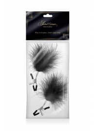 Зажимы на соски с черными пуховыми кисточками Sweet Caress Feather Nipple Clumps - Sweet Caress - купить с доставкой в Архангельске