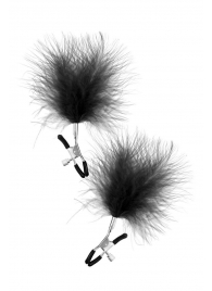Зажимы на соски с черными пуховыми кисточками Sweet Caress Feather Nipple Clumps - Sweet Caress - купить с доставкой в Архангельске