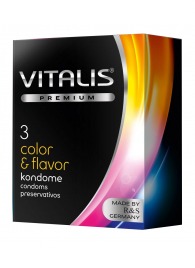 Цветные ароматизированные презервативы VITALIS PREMIUM color   flavor - 3 шт. - Vitalis - купить с доставкой в Архангельске