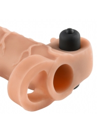 Телесная вибронасадка с кольцом Vibrating Real Feel 2 Extension - 16 см. - Pipedream - в Архангельске купить с доставкой