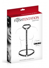 Черная упряжь на тело с шипами на ошейнике - Fetish Tentation - купить с доставкой в Архангельске