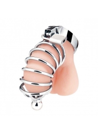 Серебристая клетка для члена Urethral Play Cage - BlueLine - купить с доставкой в Архангельске