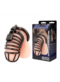Черная металлическая клетка с замком Deluxe Chastity Cage - BlueLine - купить с доставкой в Архангельске