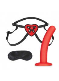 Красный поясной фаллоимитатор Red Heart Strap on Harness   5in Dildo Set - 12,25 см. - Lux Fetish - купить с доставкой в Архангельске
