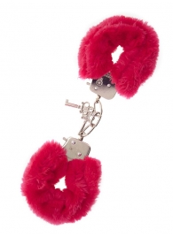 Металлические наручники с красной меховой опушкой METAL HANDCUFF WITH PLUSH RED - Dream Toys - купить с доставкой в Архангельске