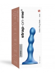 Голубая насадка Strap-On-Me Dildo Plug Balls size S - Strap-on-me - купить с доставкой в Архангельске