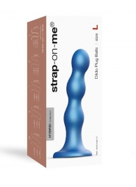 Голубая насадка Strap-On-Me Dildo Plug Balls size L - Strap-on-me - купить с доставкой в Архангельске