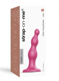 Розовая насадка Strap-On-Me Dildo Plug Beads size S - Strap-on-me - купить с доставкой в Архангельске