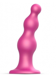Розовая насадка Strap-On-Me Dildo Plug Beads size S - Strap-on-me - купить с доставкой в Архангельске