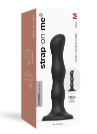 Черная насадка Strap-On-Me Dildo Geisha Balls size M - Strap-on-me - купить с доставкой в Архангельске