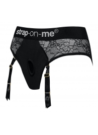 Черные трусики для насадок Diva Lingerie Harness - size L - Strap-on-me - купить с доставкой в Архангельске