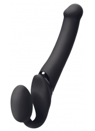 Черный безремневой вибрострапон Silicone Bendable Strap-On - size XL - Strap-on-me - купить с доставкой в Архангельске