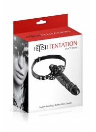 Черный кляп-фаллоимитатор Double Penis Gag - Fetish Tentation - купить с доставкой в Архангельске