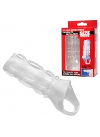 Насадка на пенис с кольцом для мошонки Clear Sensations Enhancer Sex Sleeve - 11,5 см. - XR Brands - в Архангельске купить с доставкой