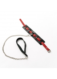 Черный ошейник с красным ремешком и поводком - Crazy Handmade - купить с доставкой в Архангельске