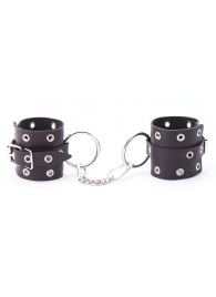 Черные кожаные наручники с люверсами - Crazy Handmade - купить с доставкой в Архангельске