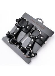 Черные наручники с креплением на кисть руки - Crazy Handmade - купить с доставкой в Архангельске