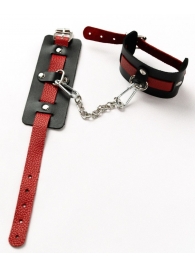 Черные оковы с красным декором и заклепками - Crazy Handmade - купить с доставкой в Архангельске