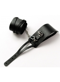 Черные кожаные оковы с креплением в виде веревочек - Crazy Handmade - купить с доставкой в Архангельске