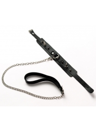 Черный ошейник с шипами и поводком - Crazy Handmade - купить с доставкой в Архангельске