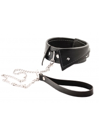 Черный ошейник-воротничок с металлическим поводком - Crazy Handmade - купить с доставкой в Архангельске